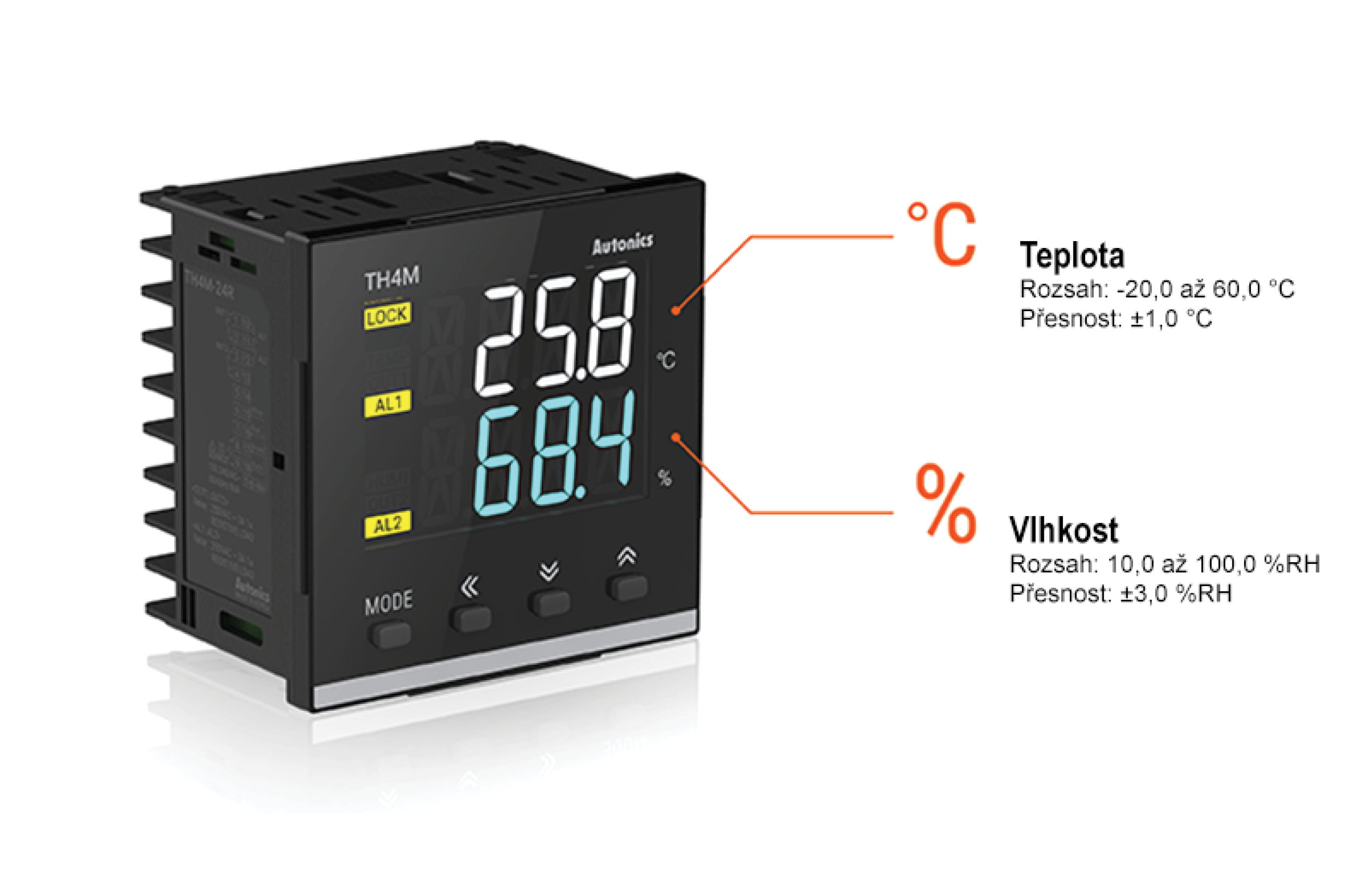 Autonics Teplotny a vlhkostny regulator TH4M
