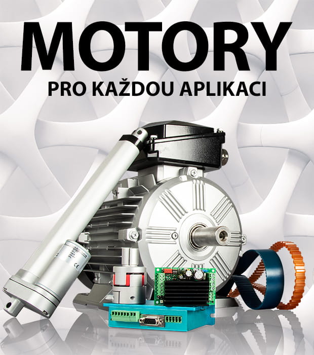 DC motory, BLDC motory, krokové motory, motory s převodovkou, aktuátory, drivery, lineární vedení