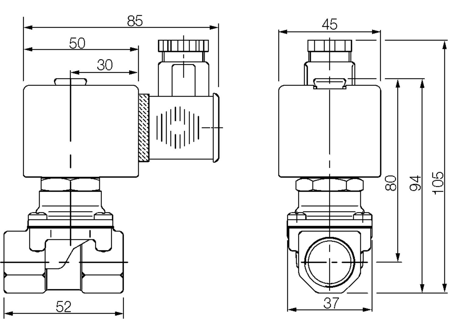 2/2 proportionality valve 3/8"-1/2"-dimension drawing