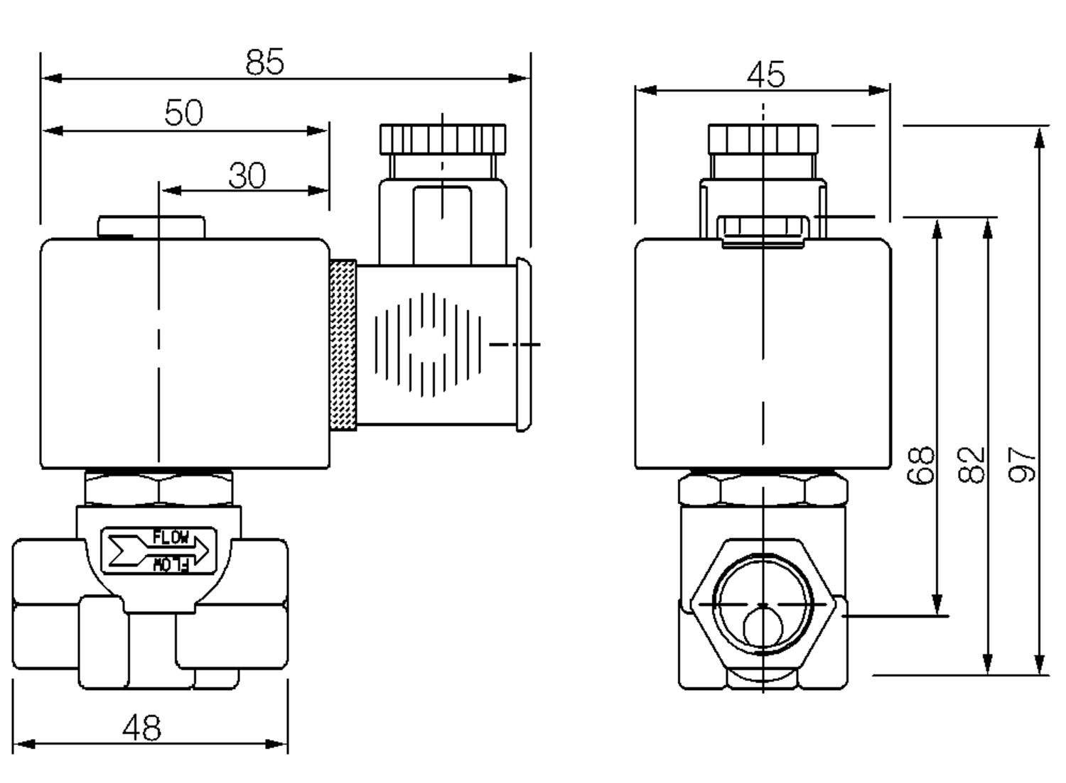 2/2 proportionality valve 3/8"-dimension drawing