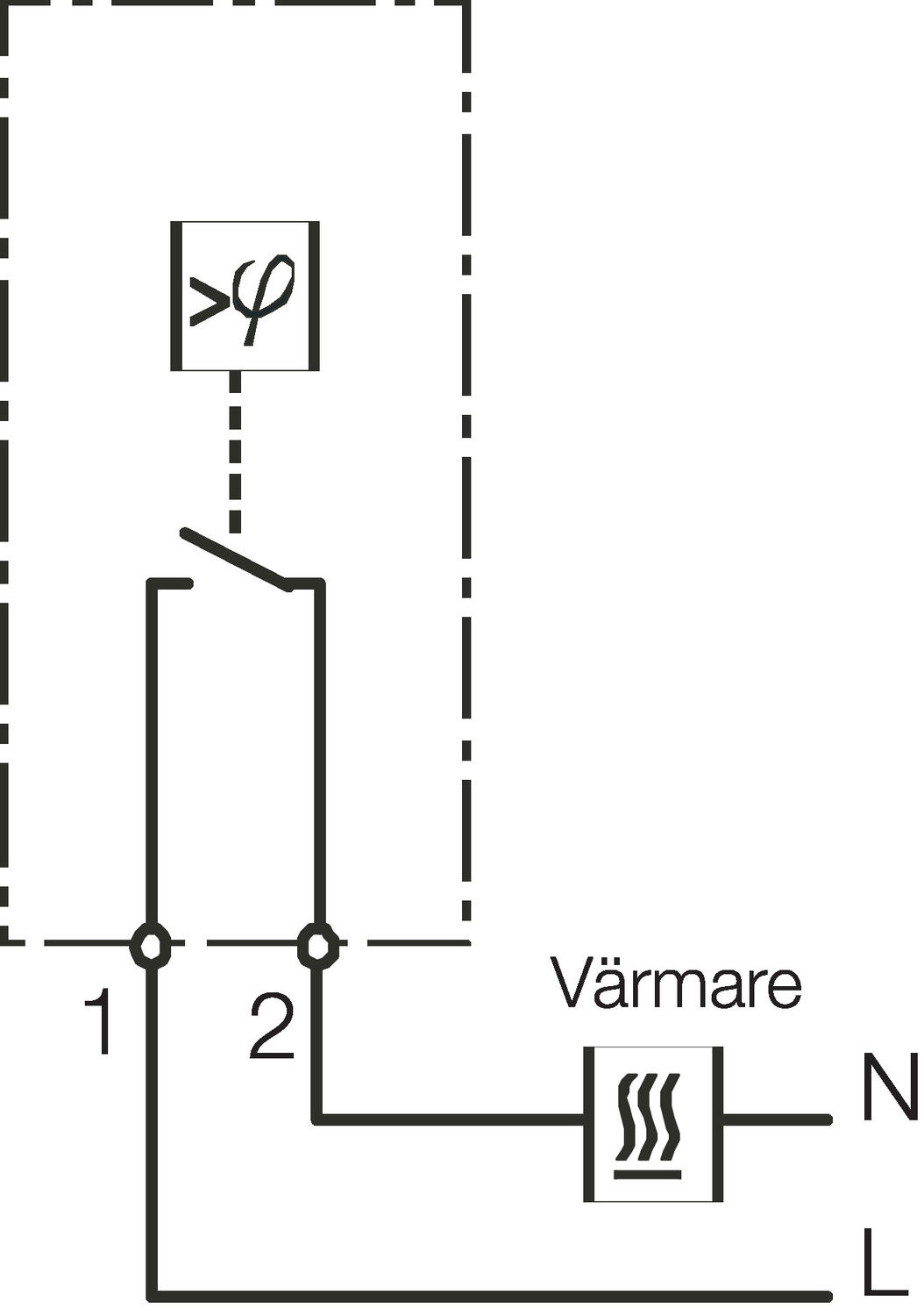 Connection sketch Mechanical hygrostat KFR012