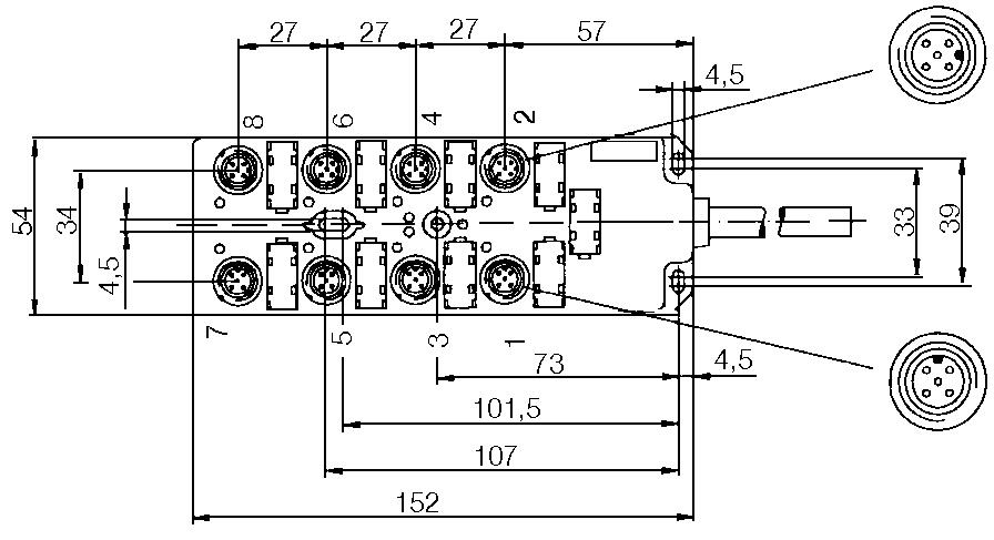 Dimension 2 Cable connection 8 port