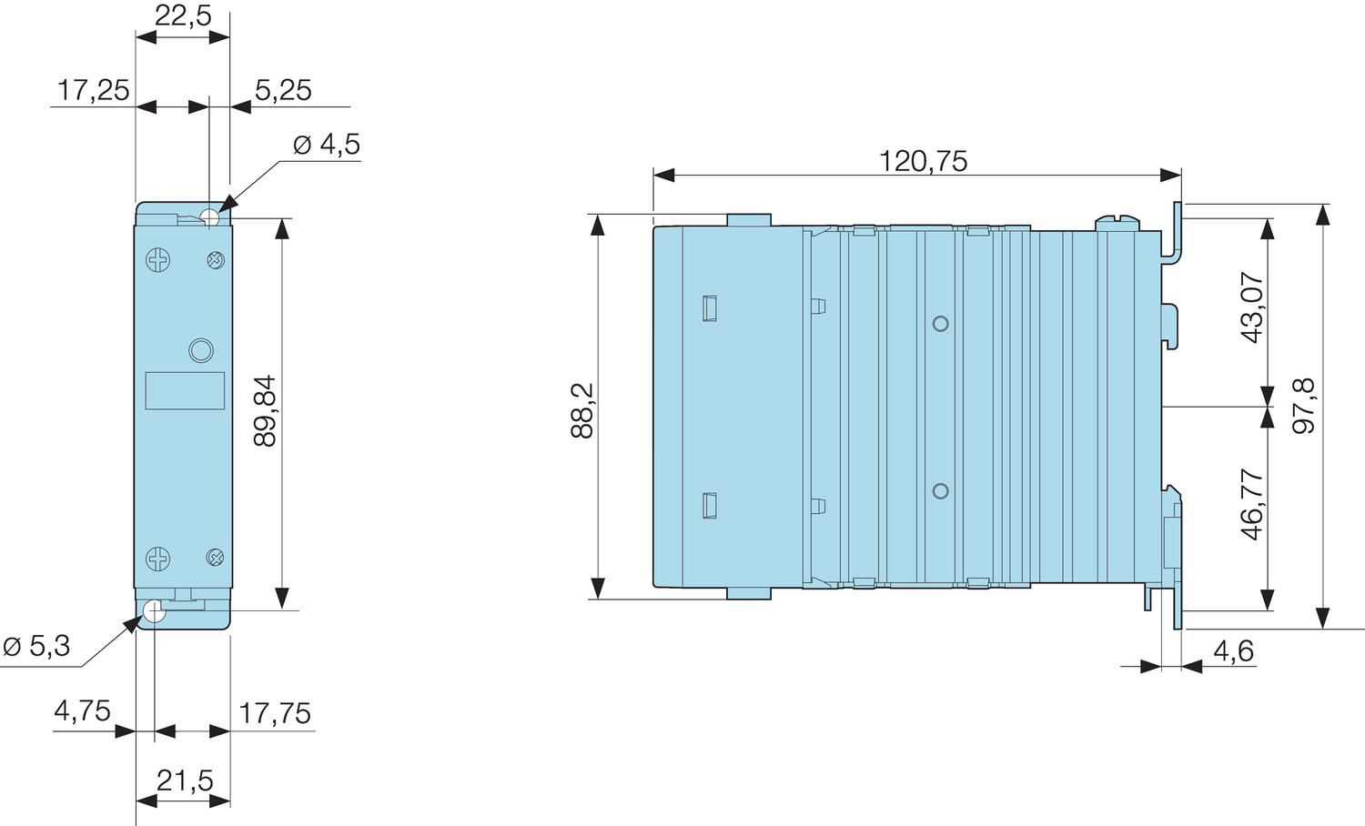 Dimension GNR 22,5 mm - Contactor