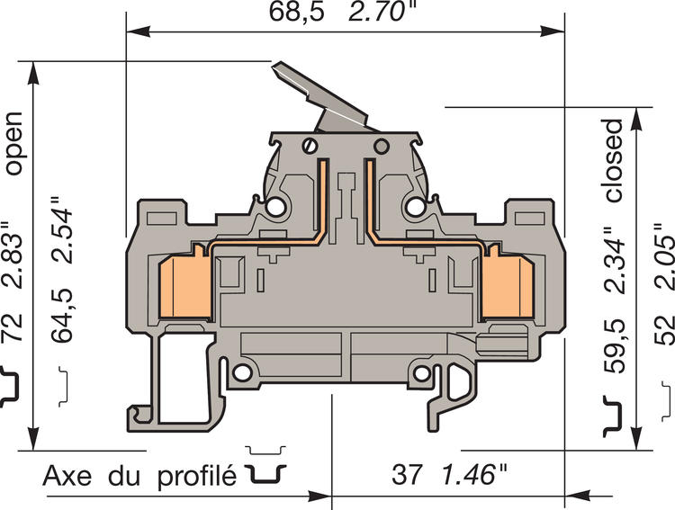 Illustration on ADO-ADO for double deck block and heavy duty switch terminal block