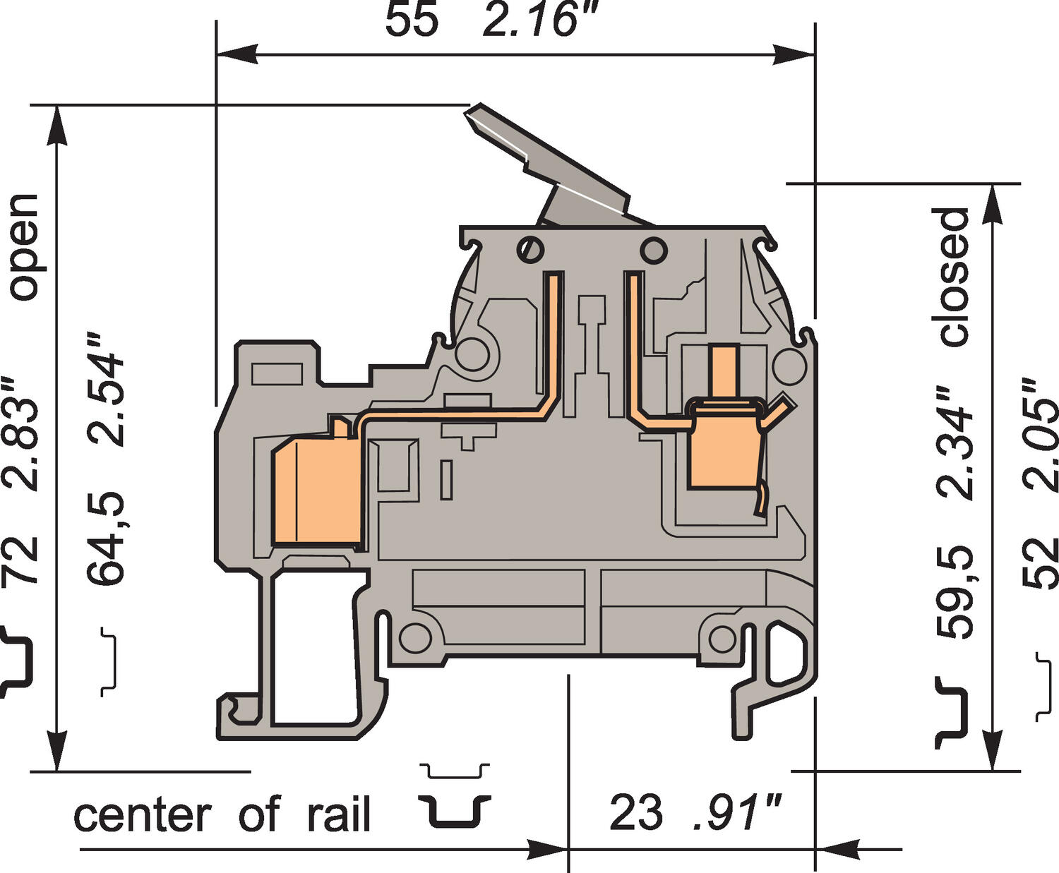 Illustration on ADO-Screw for heavy duty switch terminal block