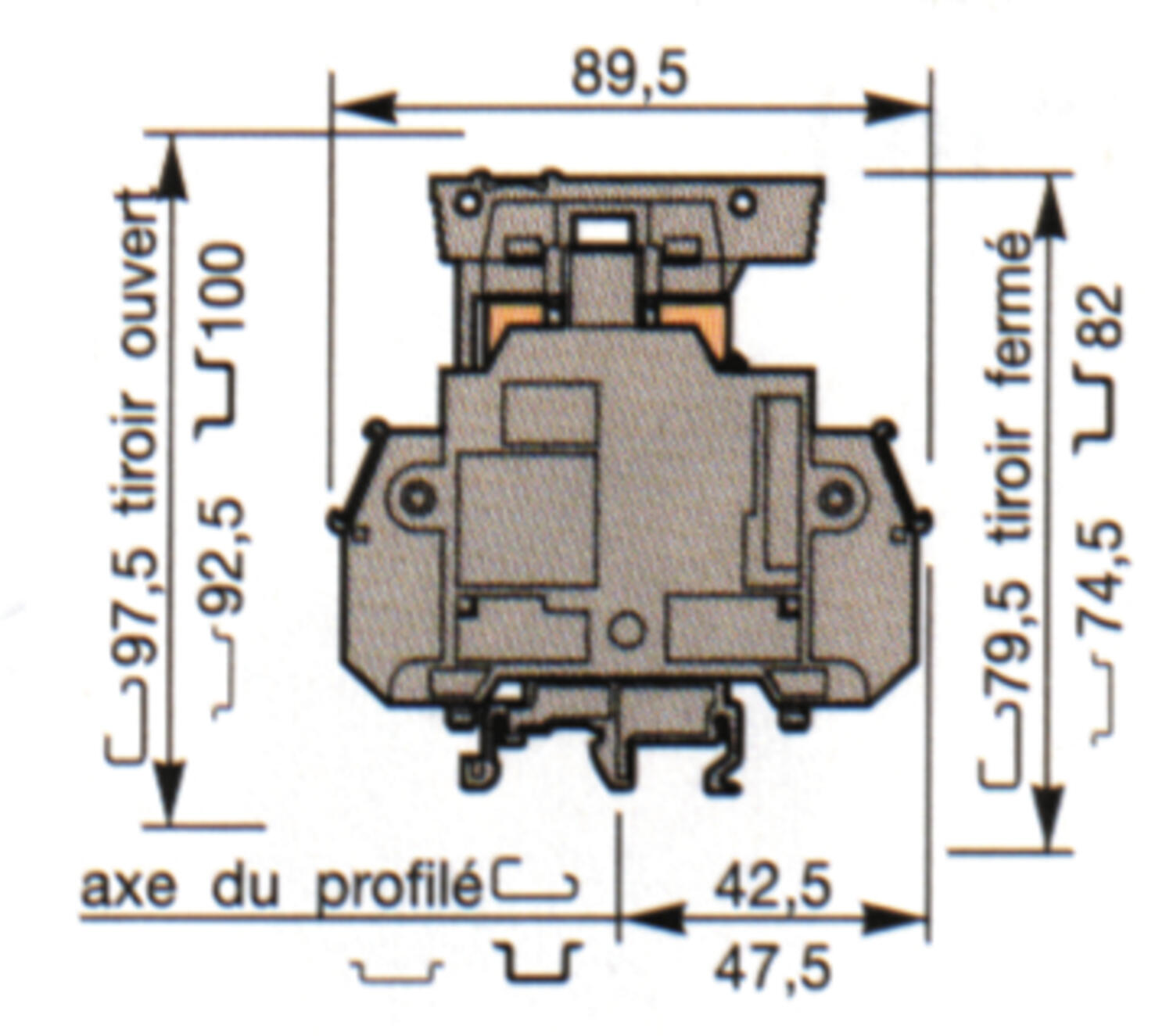 Illustration on fuse strip and heavy duty switch terminal block screw-screw