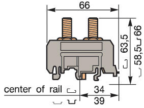 Illustration on power cable block with 2 studs, type I 