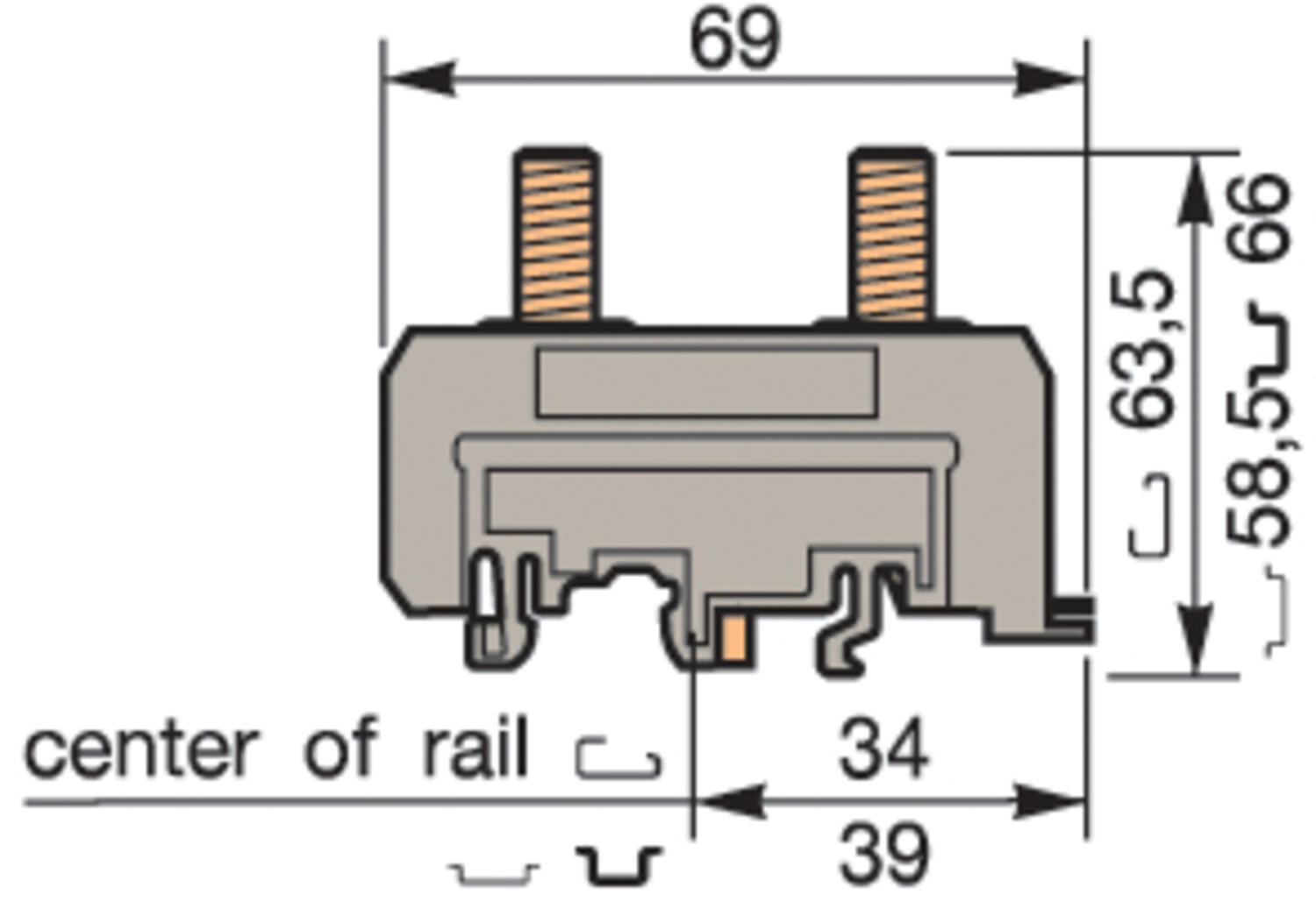 Illustration on power cable block with 2 studs