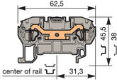 Illustration on terminal block spring clip for TS35-rail, 2 connections 