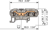 Illustration on terminal block spring clip for TS35-rail, 3 connections