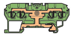 Illustration on terminal block spring clip for TS35-rail, 4 connections