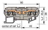 Illustration on terminal block spring clip for TS35-rail, 4 connections