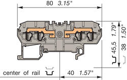 Illustration on terminal block spring clip for TS35-rail
