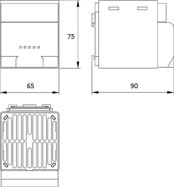 Måttskiss värmefläkt CS028 150 W DIN-montage (Framsida).jpg