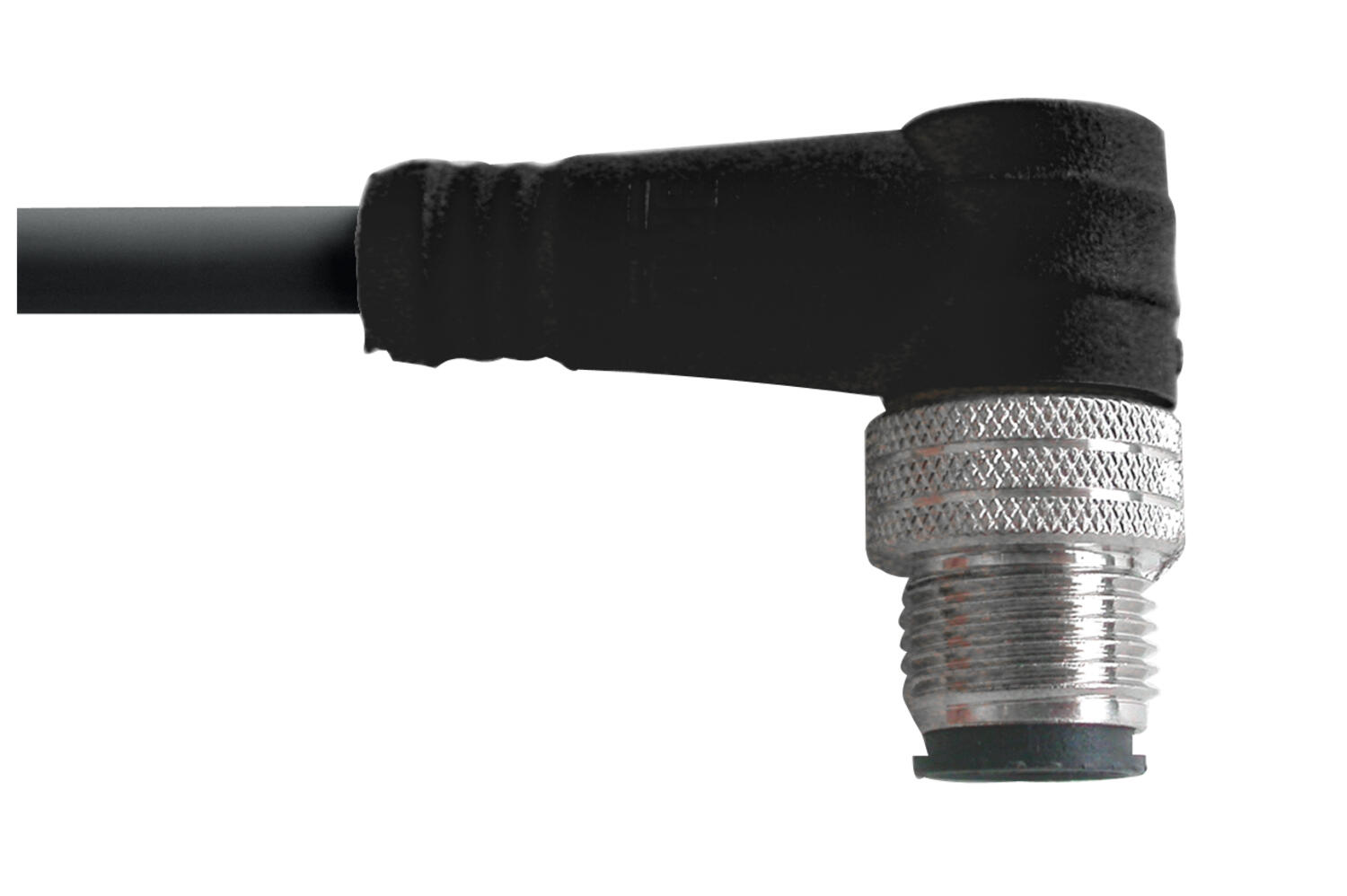 M12, fully groated cable, angled male
