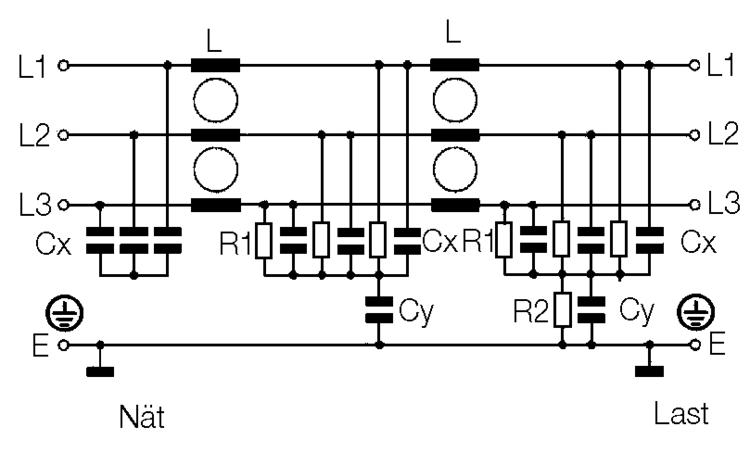 Mains Filter Connecting drawing to FN258