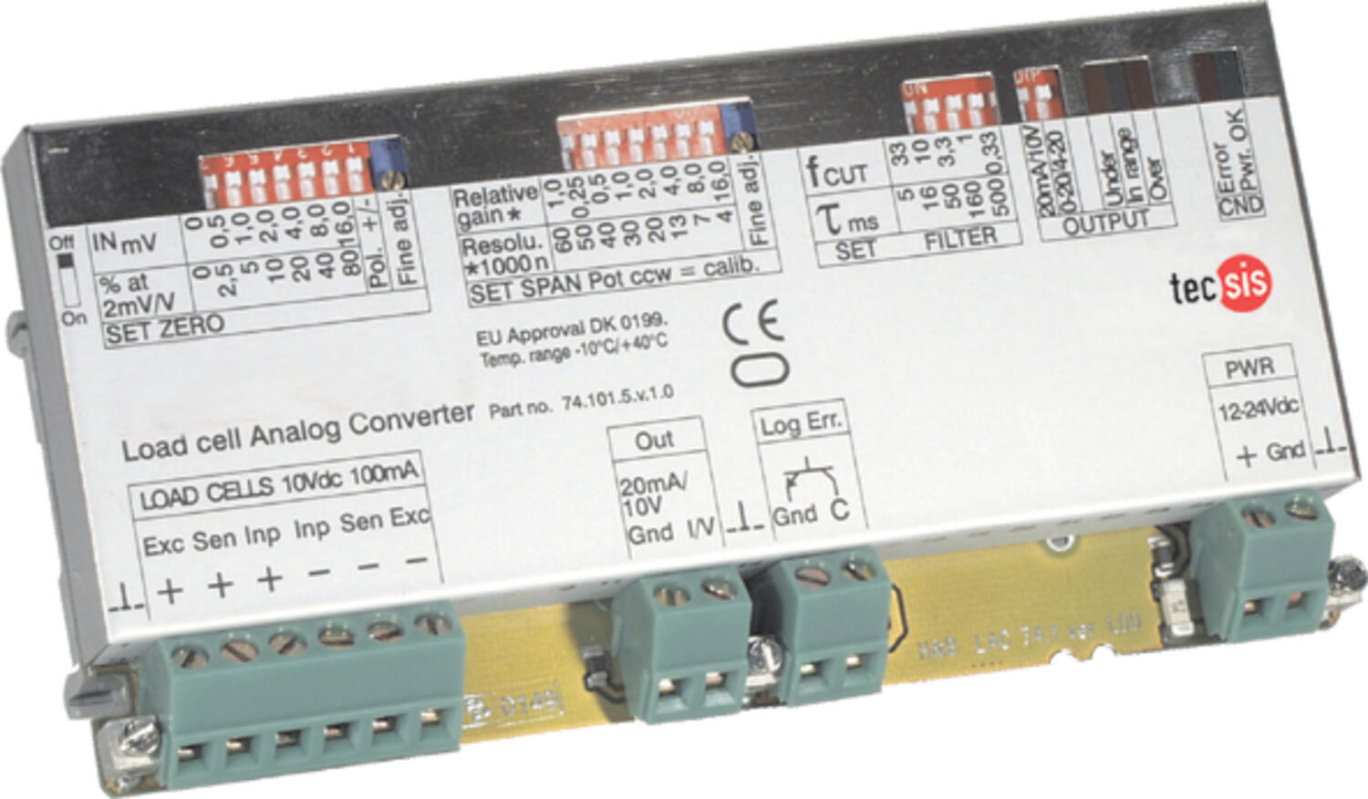 Signal amplifier to load cell with analogue output signal