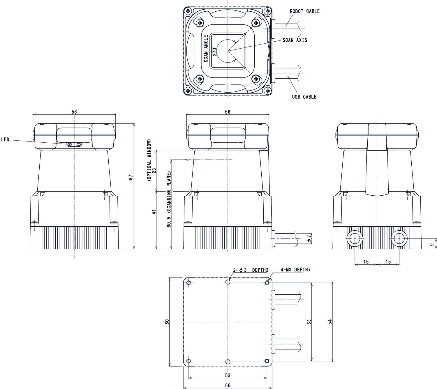 UTM-30LX External dimension.tif